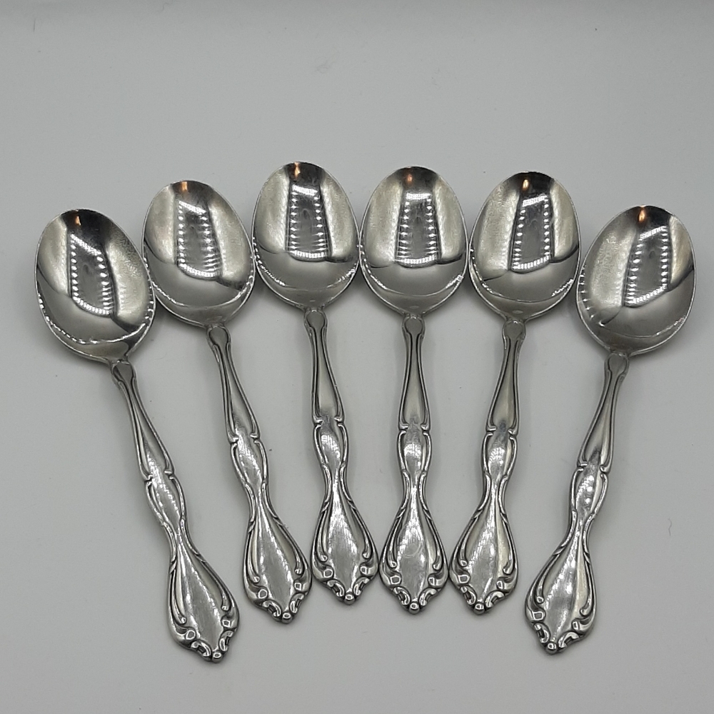 6 Oneida USA CANTATA Soup Spoons Tablespoons 6 3/4" Stainless Community